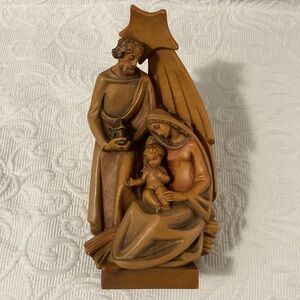 10” Anri Holy Family with star, hand carved and hand painted wood